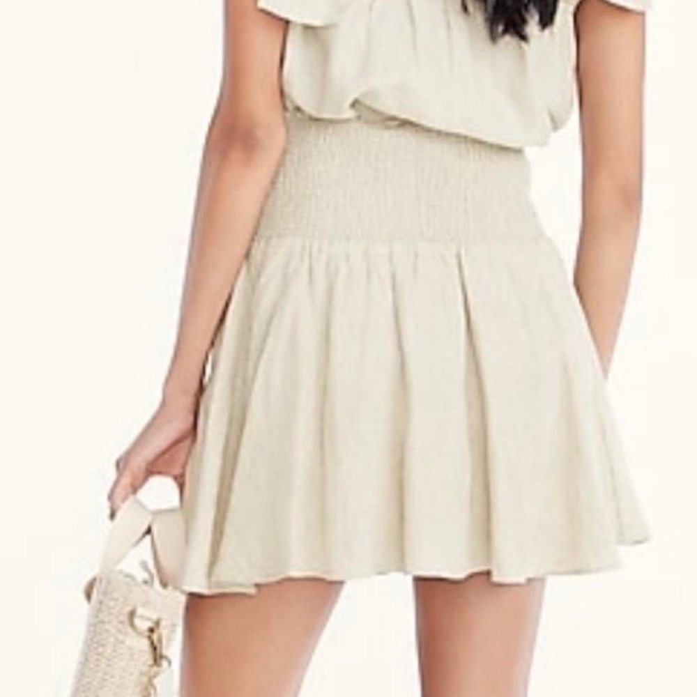 EUC - J. Crew Smocked-waist linen mini skirt - Size MT
